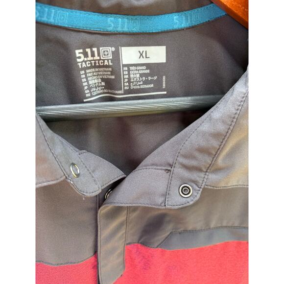 5.11 Tactical Rapid Response Short Sleeve Engine Red Colorblock Polo -XL - Picture 6 of 7